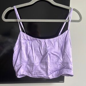 Aerie Light Purple Smocked Crop Top Large NWT